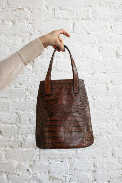 Embossed croc print bucket bag